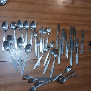 Lot Of 34 Amefa Flatware Holland Tulips Forks Knives Spoons